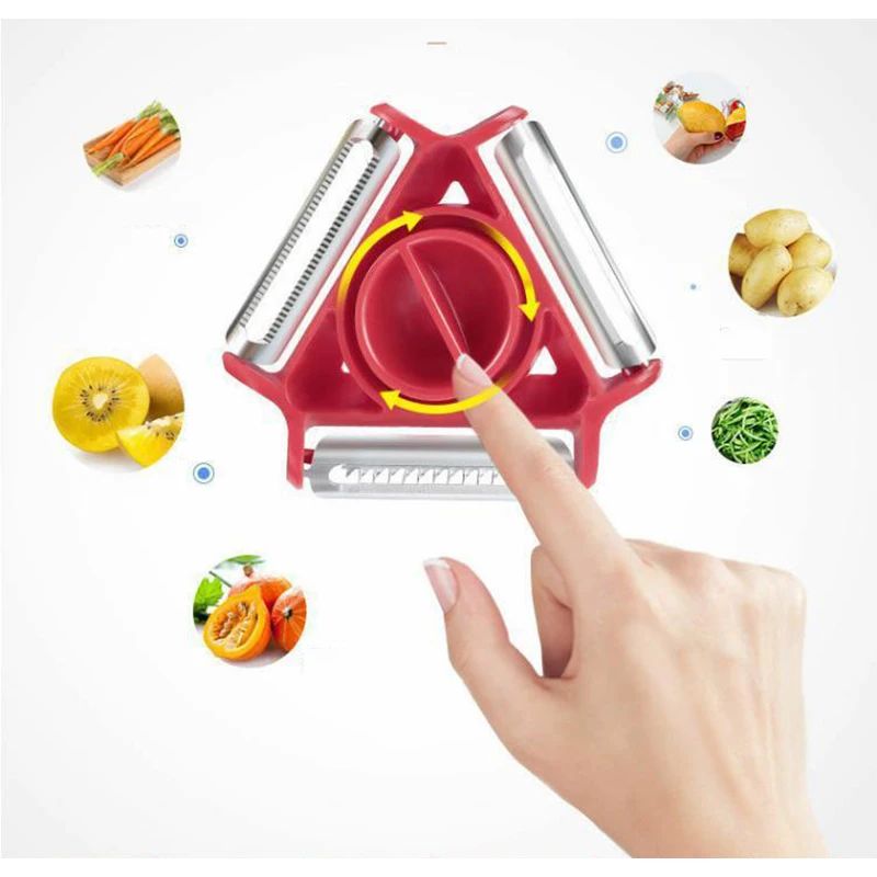 Pelador de frutas y verduras multifuncional 3 en 1 de acero inoxidable, triturad