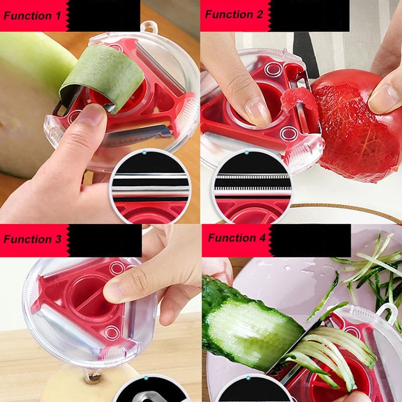 Pelador de frutas y verduras multifuncional 3 en 1 de acero inoxidable, triturad