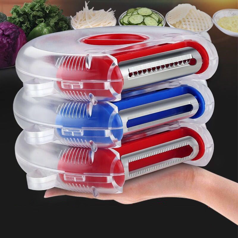 Pelador de frutas y verduras multifuncional 3 en 1 de acero inoxidable, triturad